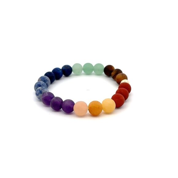 Natural Aquamarine 6mm Stretchable Bracelet 18k Gold Bead Charm - Picture 3 of 5